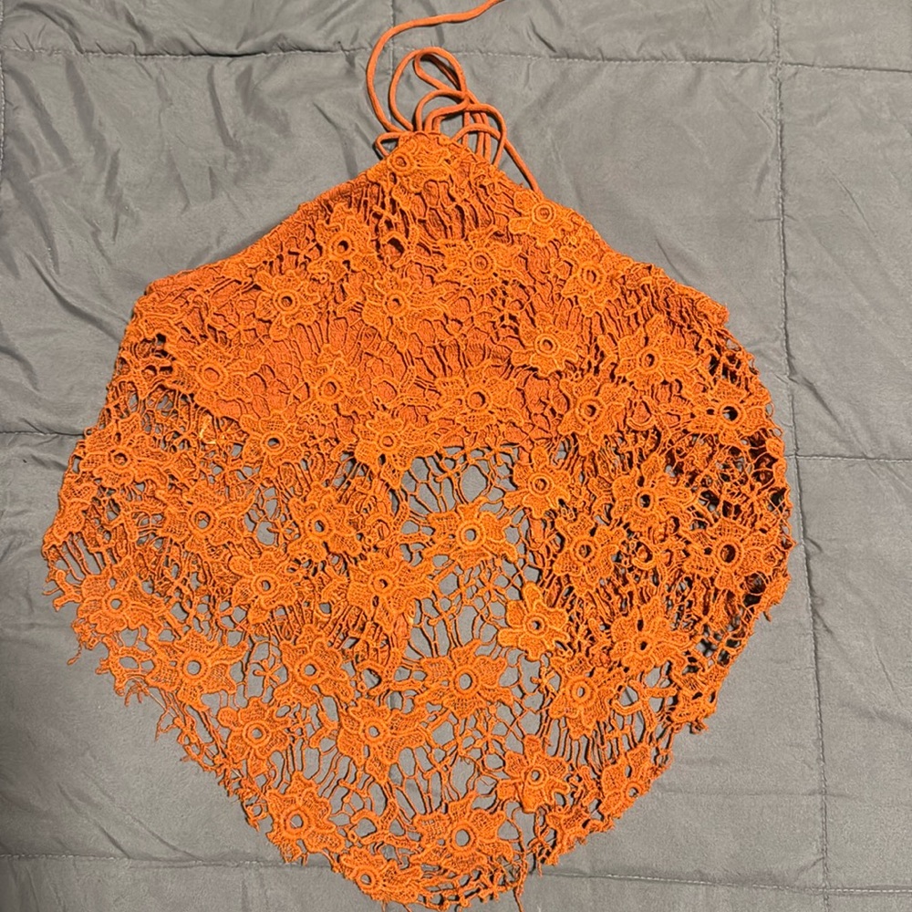Lace halter bandeau top